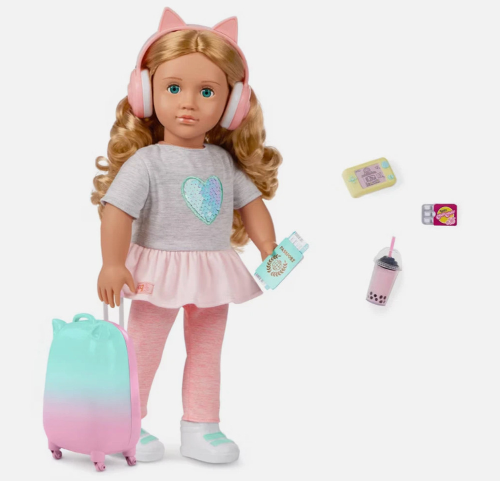 Our Generation Linzi 18" Doll with Luggage and Travel Accessories Set NWT